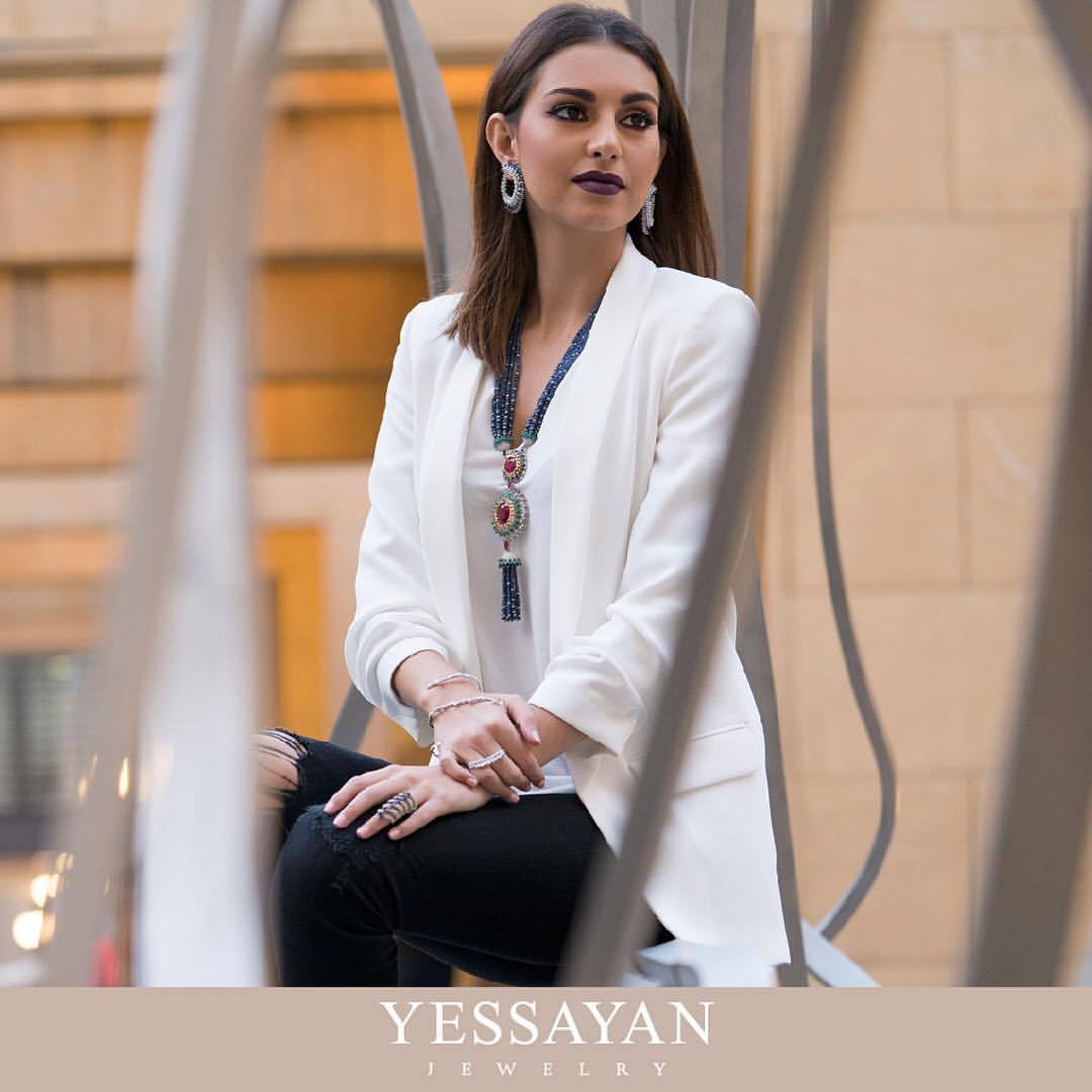 Diamond Cuff Earrings & Ring worn by Valerie Abou Chacra