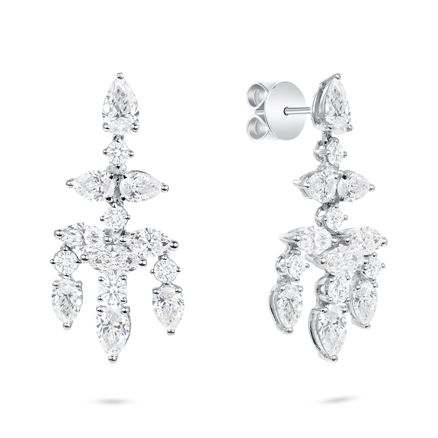 Mix-Cut Diamond Chandelier Earrings