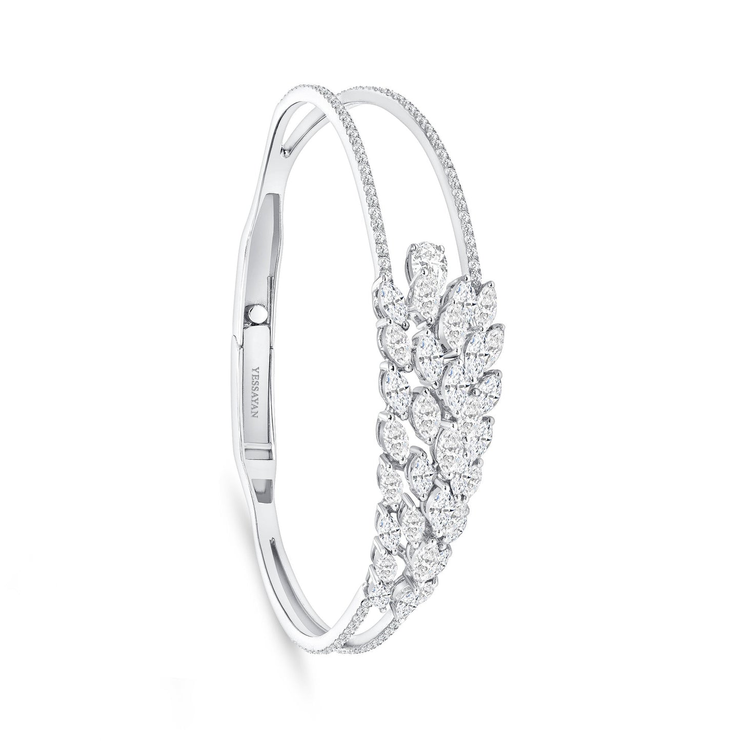 Diamond Leaf Bangle Bracelet