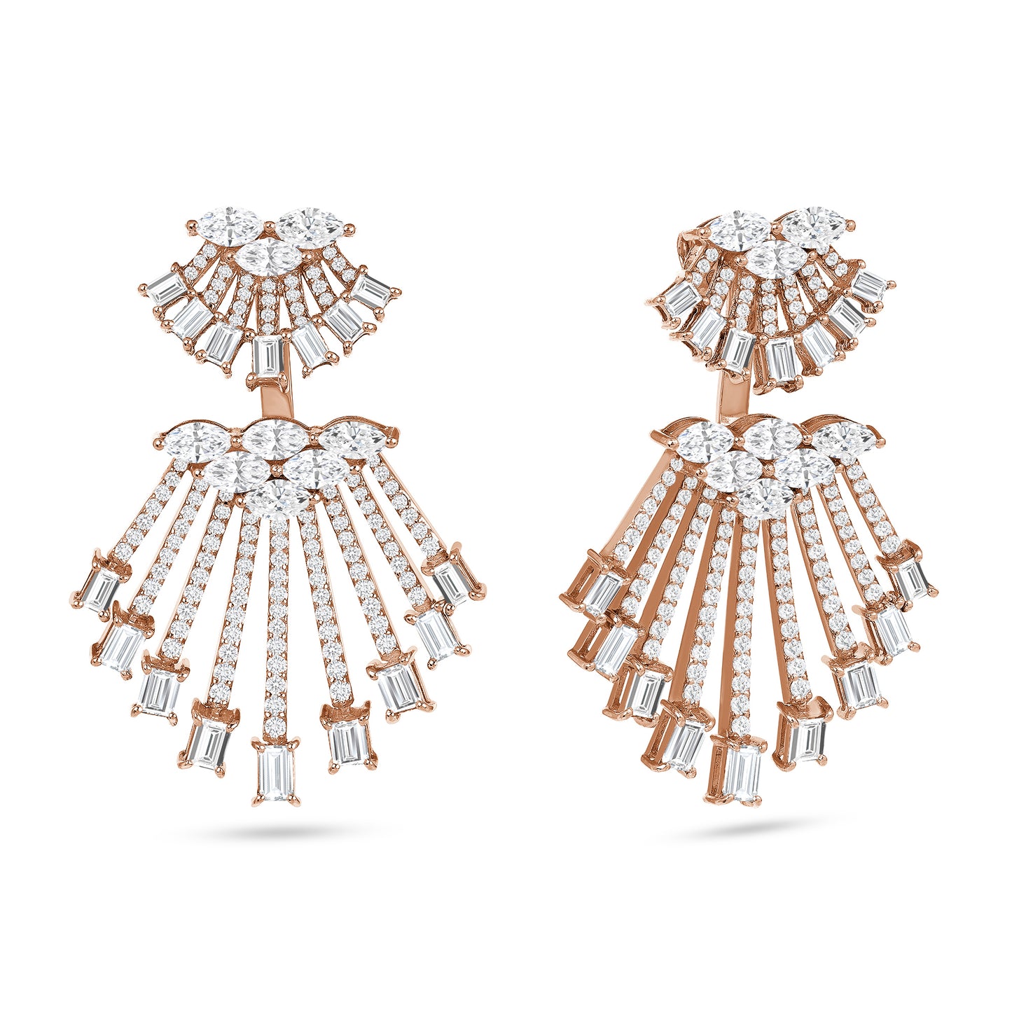 Diamond Rays Drop Earrings