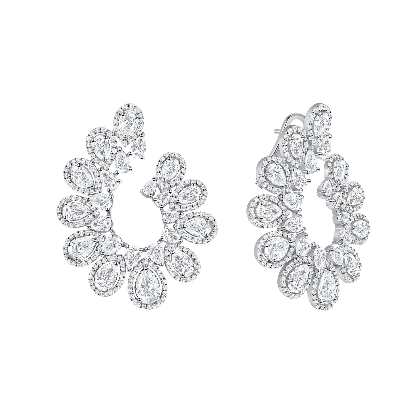 Diamond Pear Hoop Earrings