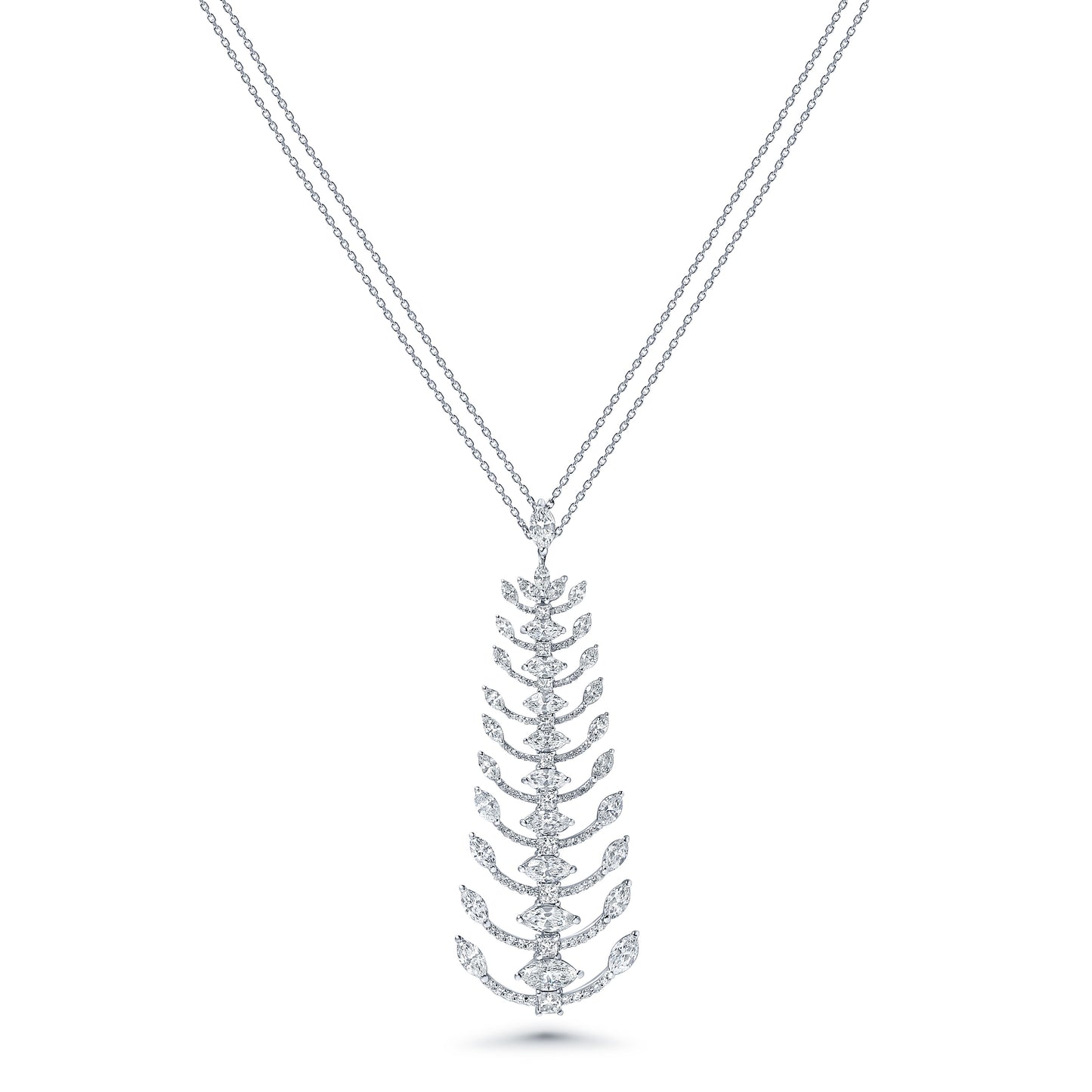 Diamond Feather Pendant Necklace