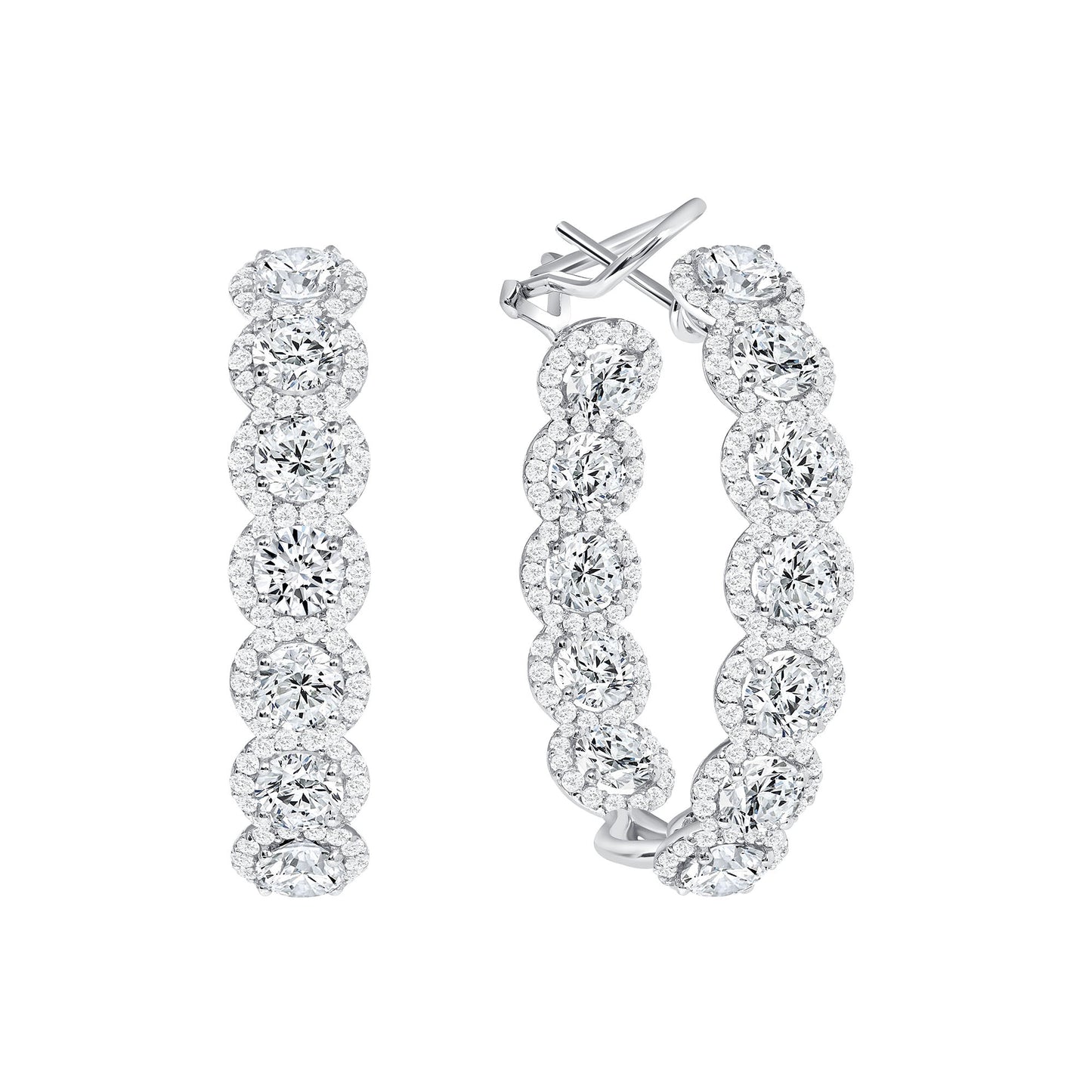 Inside-Out Diamond Oval Hoop Earrings