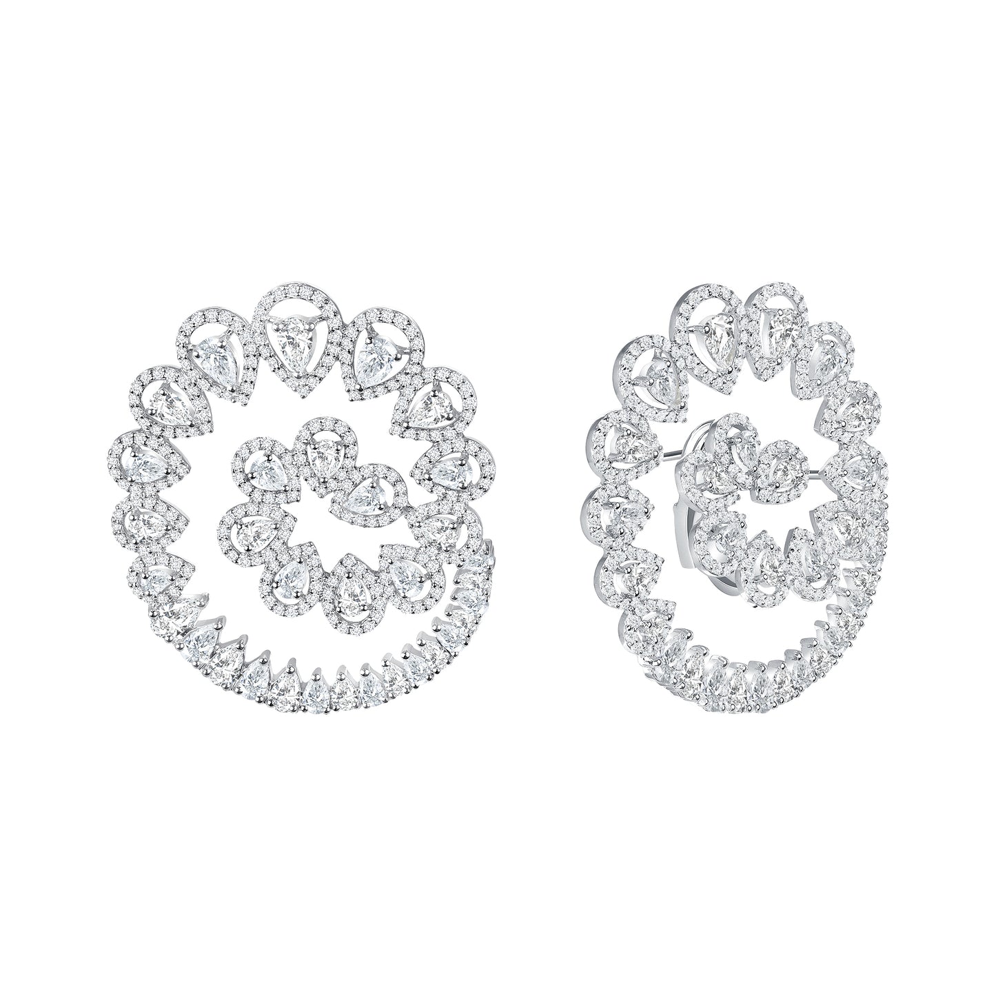 Diamond Twirl Hoop Earrings
