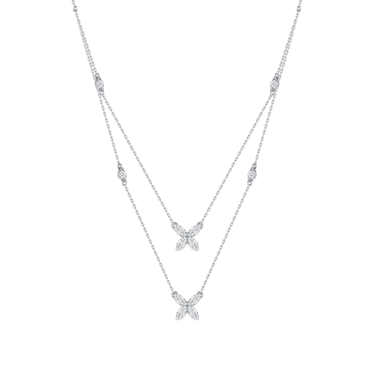 Clover Layer Diamond Necklace