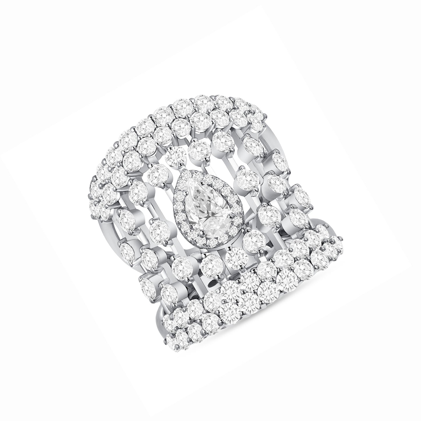 Diamond Linear Cocktail Ring