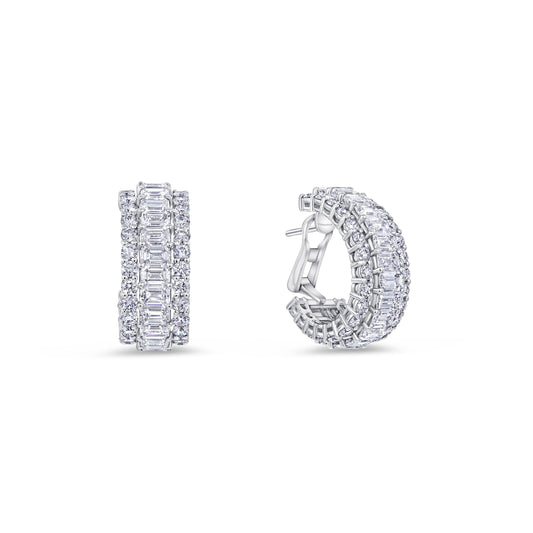 Alamasaty Diamond Emerald Hoop Earrings