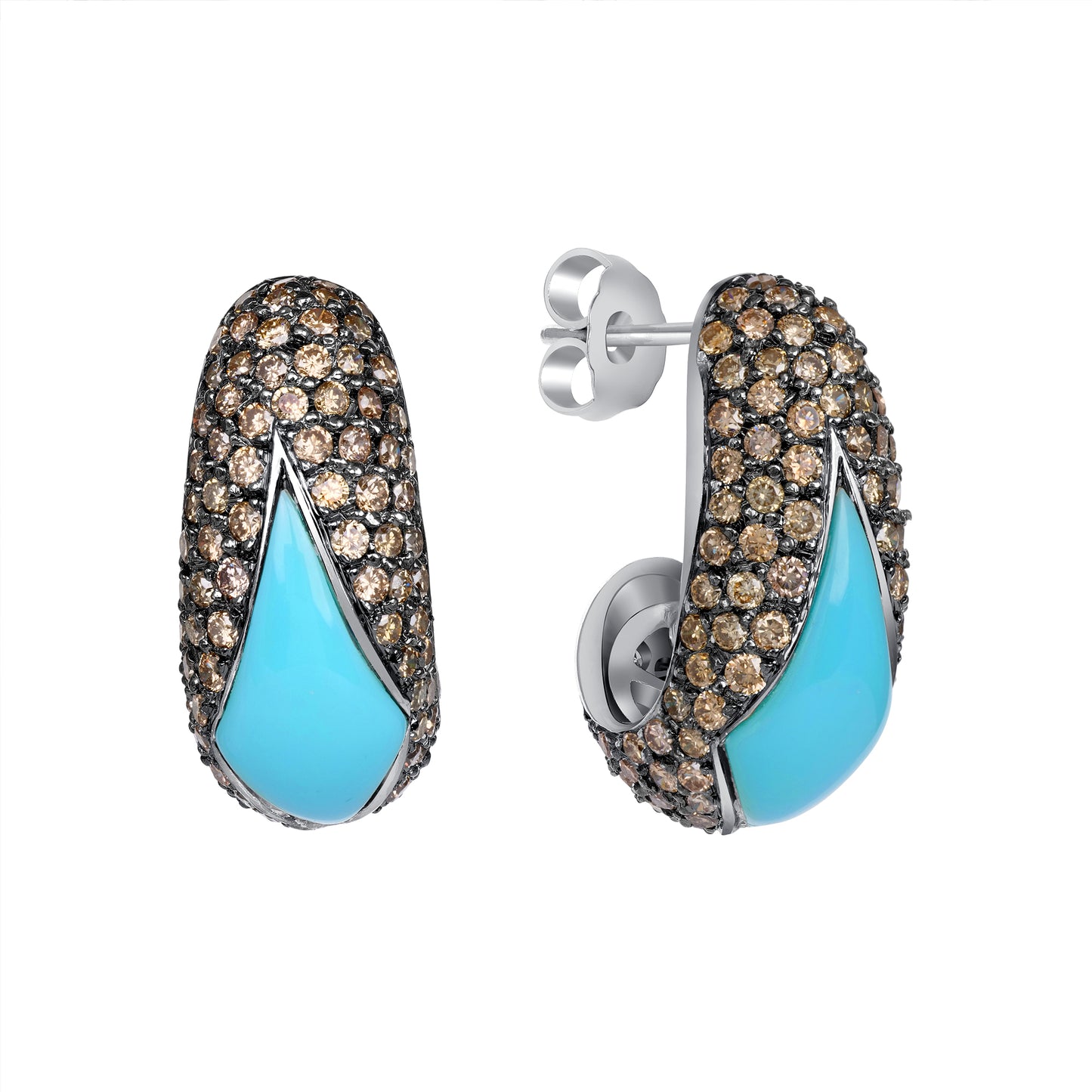 Turquoise & Champagne Diamond Drop Earrings