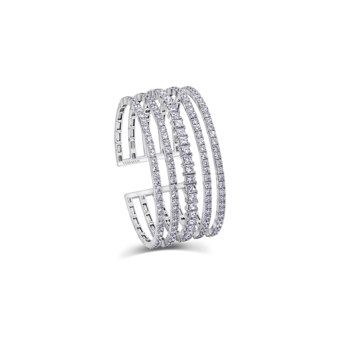 Almasaty Princess & Round Diamonds Cuff bracelet