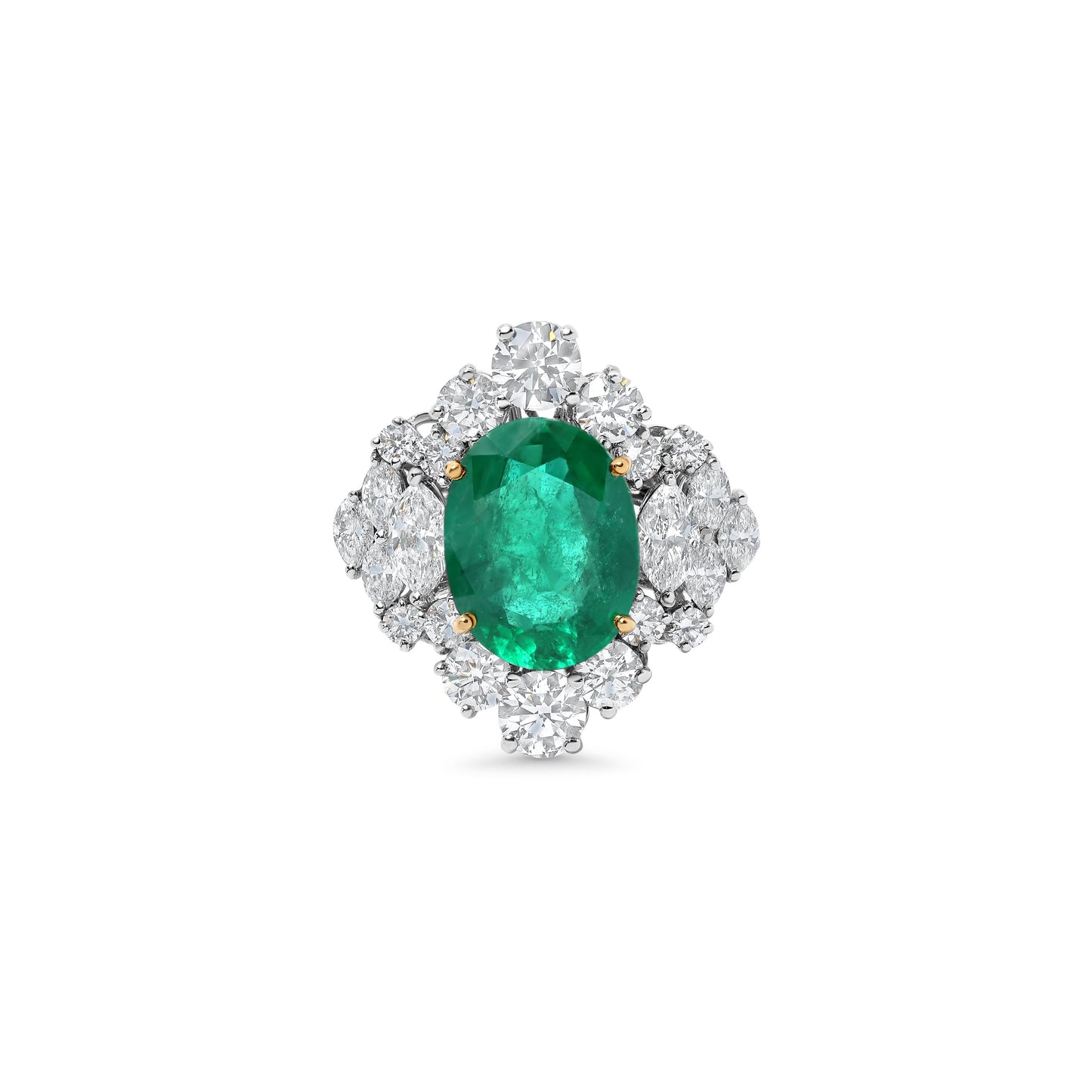 Oval Emerald & Diamond Statement Ring