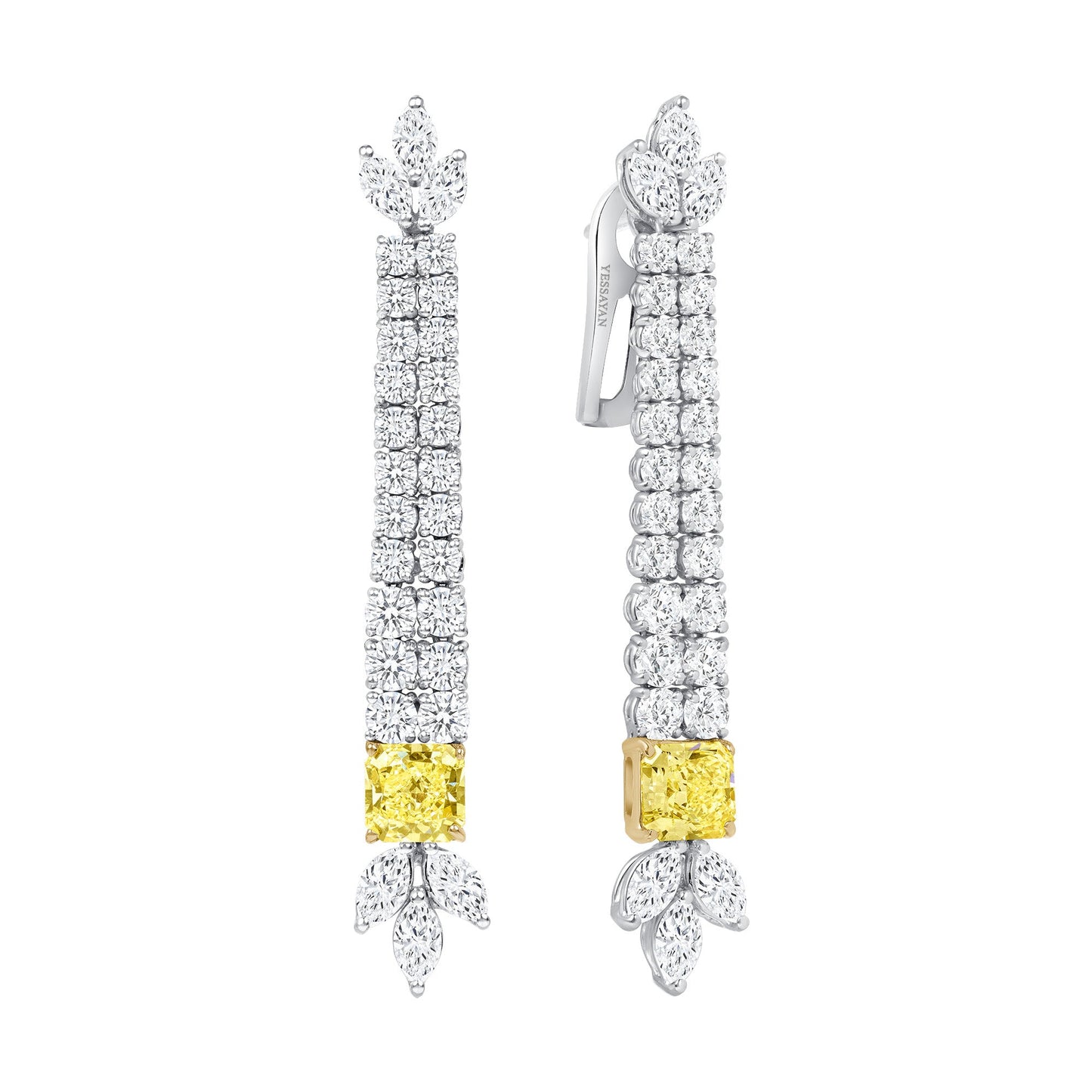 Fancy Diamond Linear Drop Earrings