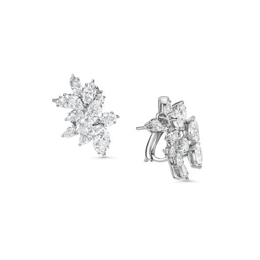Marquise & Pear Asymmetrical Diamond Earrings