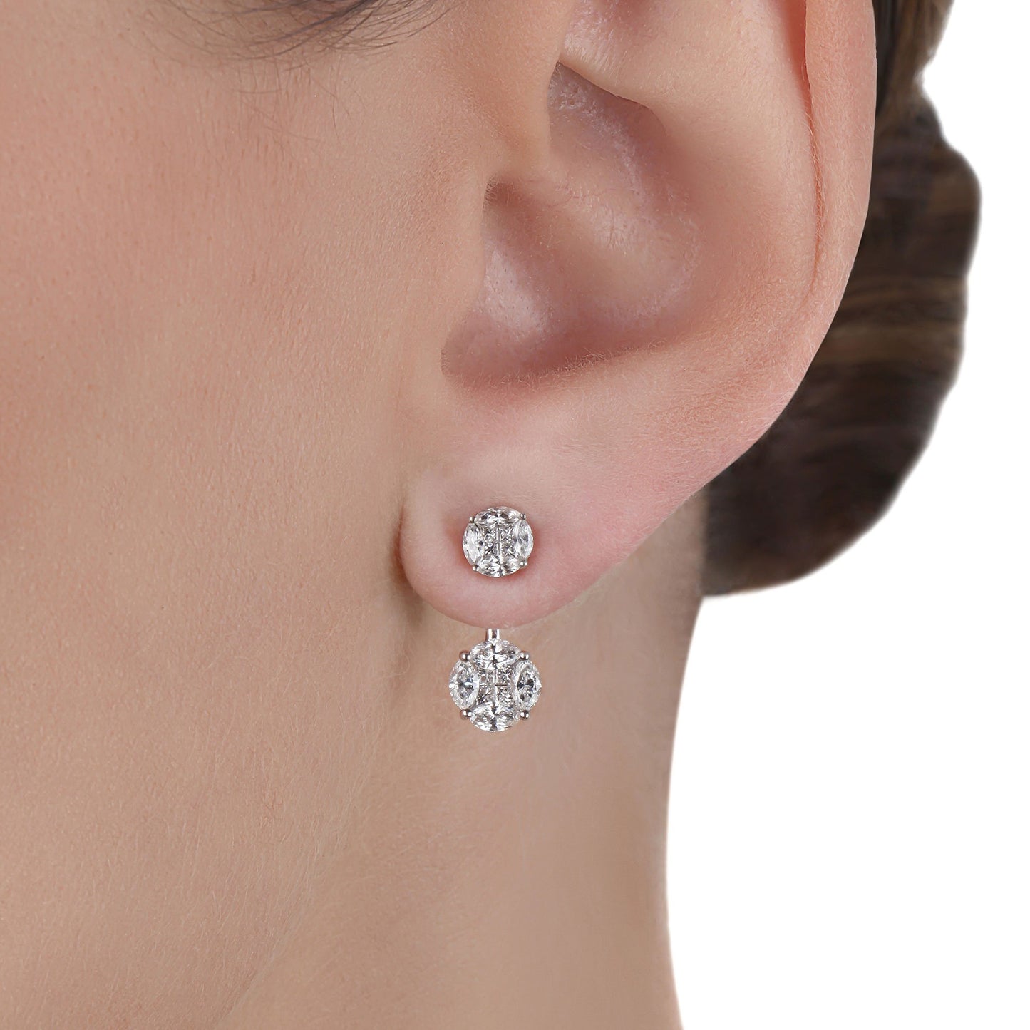 Medium Attachable Illusion Diamond Stud Earrings | Jewelry shops online