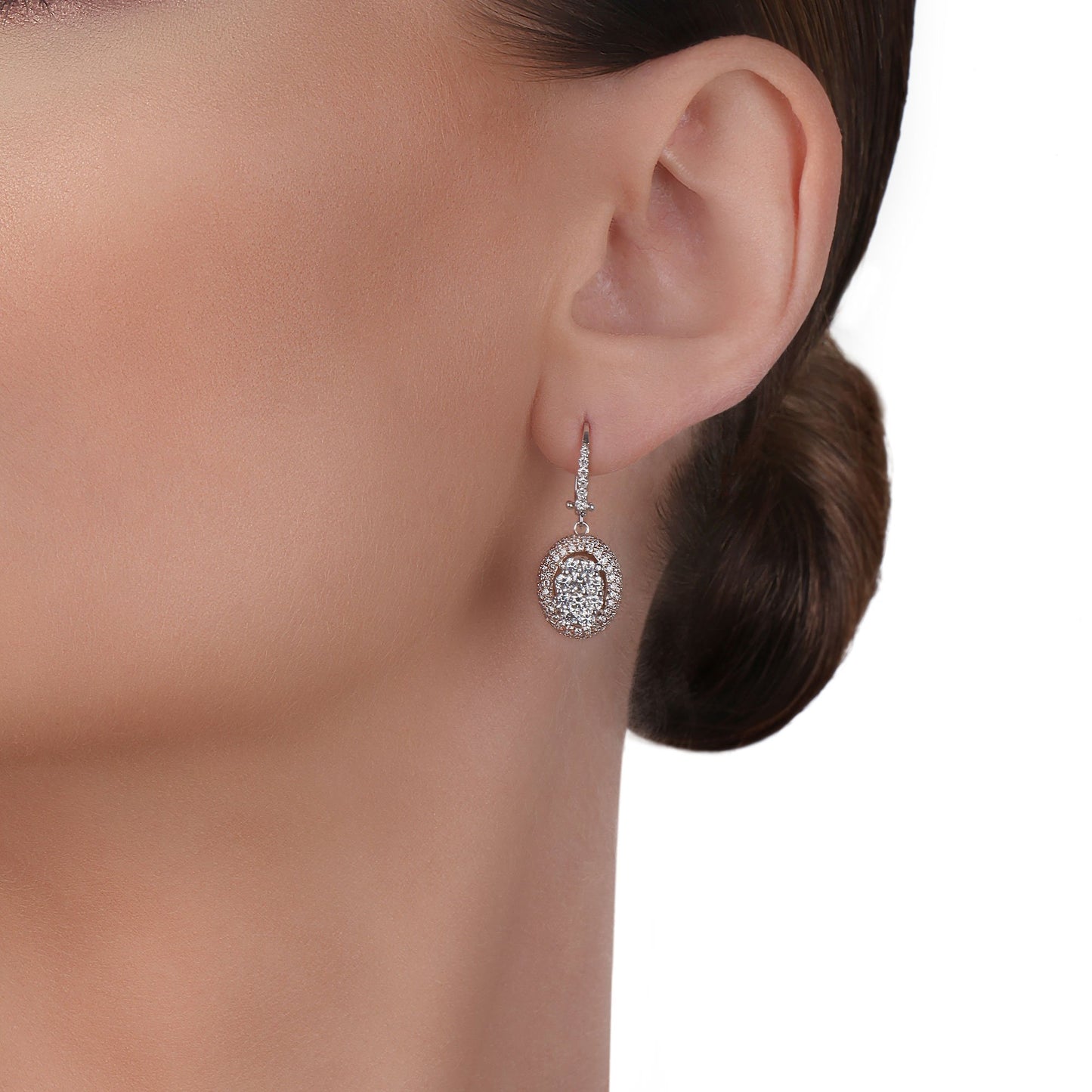 Illusion Oval Drop Diamond Earring | Jewelry store