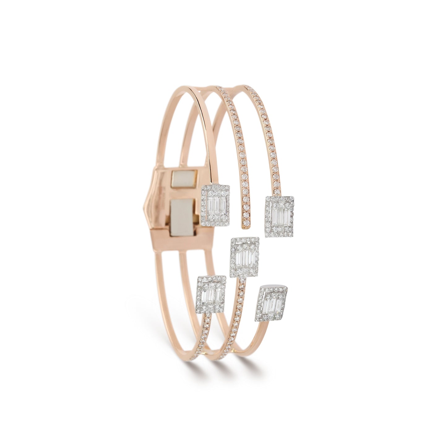 Baguettes & Rose Gold Cuff Bracelet | Jewelry shops online