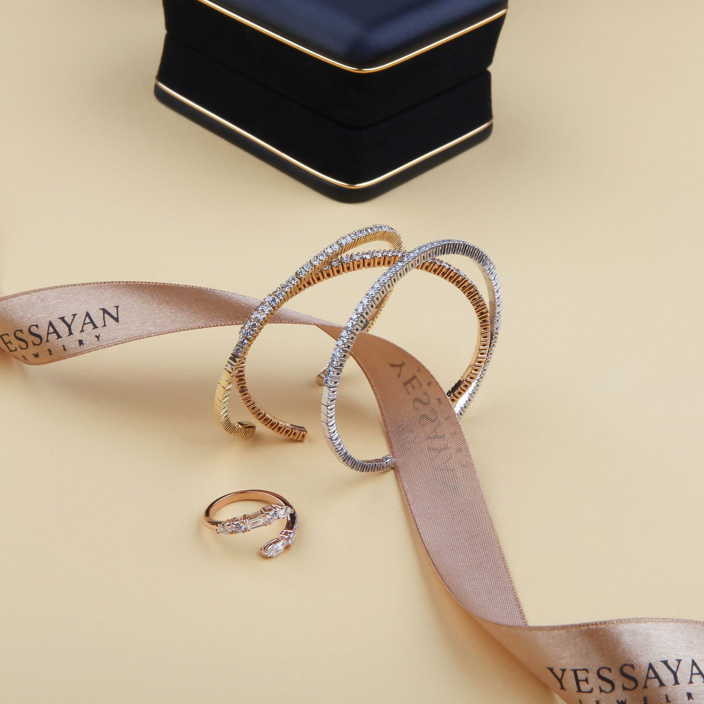 Rose Gold Mixed Cut Diamond Ring | Bridal jewelery set | Diamond ring