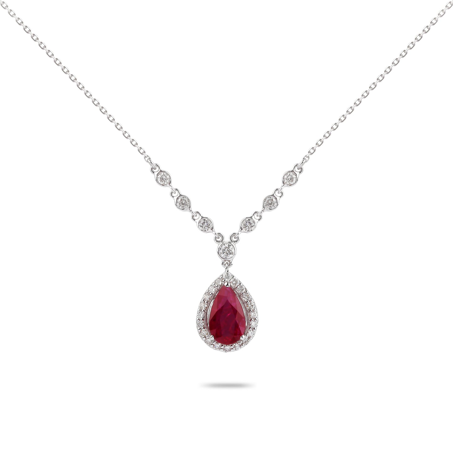 Ruby & Diamond Accented Necklace | Diamond Necklace | Diamond Jewellery Necklace