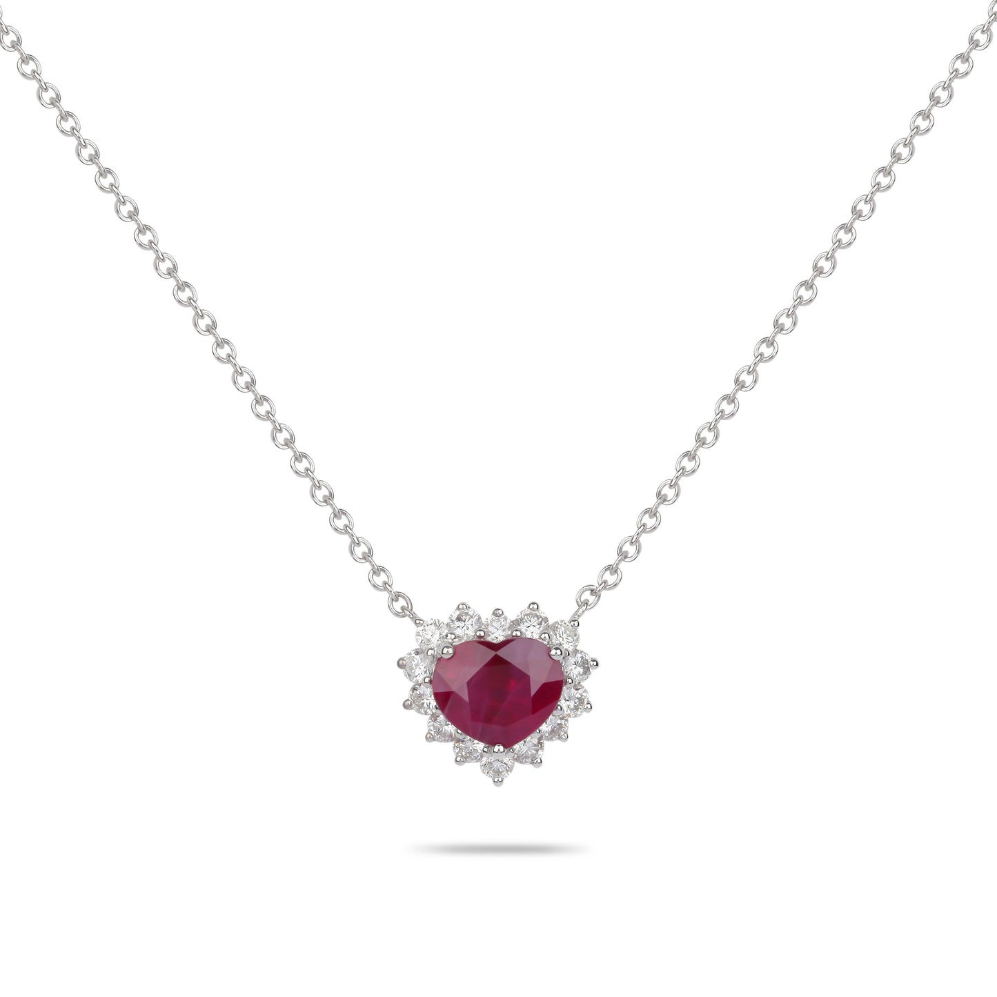 Ruby & Diamond Heart Necklace | Diamond Necklace | Jewellery Necklace