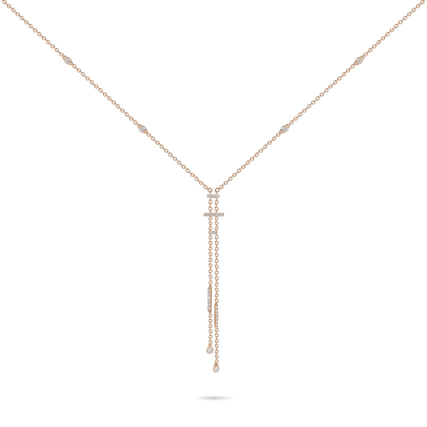 Rose Gold Drop Chain Diamond Necklace | Diamond Necklace | Diamond Jewellery Online