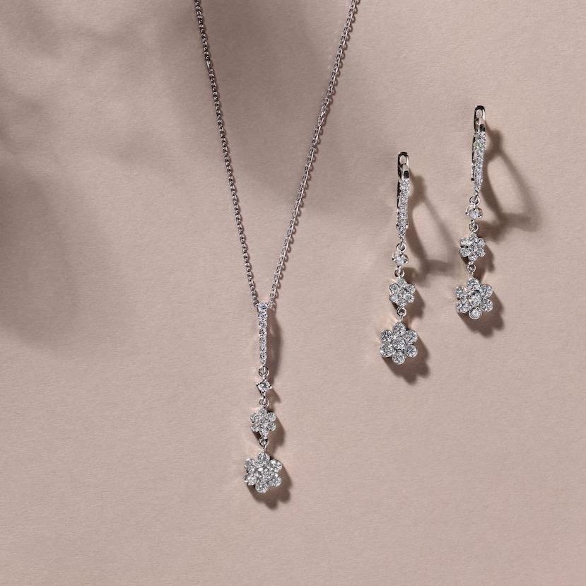 Diamond Floral Drop Earrings | Jewelry store