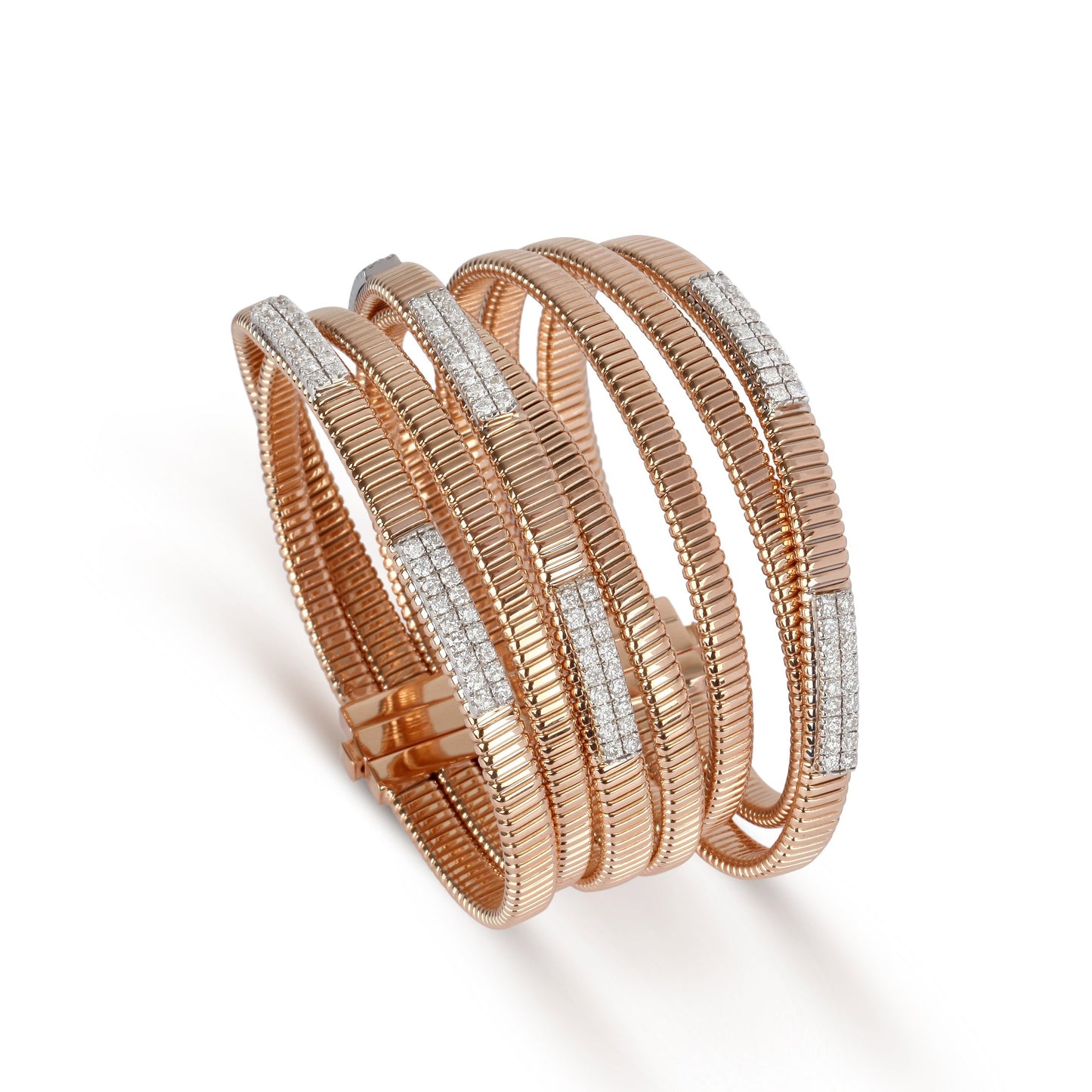 Two-Tone Crossover Diamond Wrap Cuff