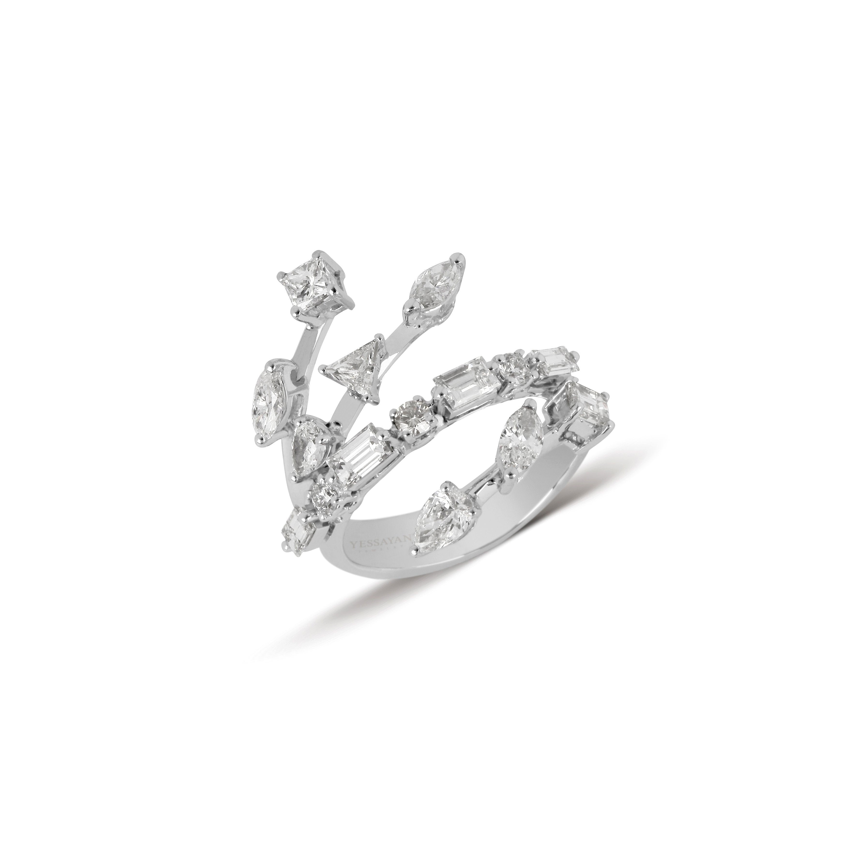 Diamond Rings: Multi-Cut Diamond Overlapping Ring | Diamond Jewelers EU 57 - US 8.0