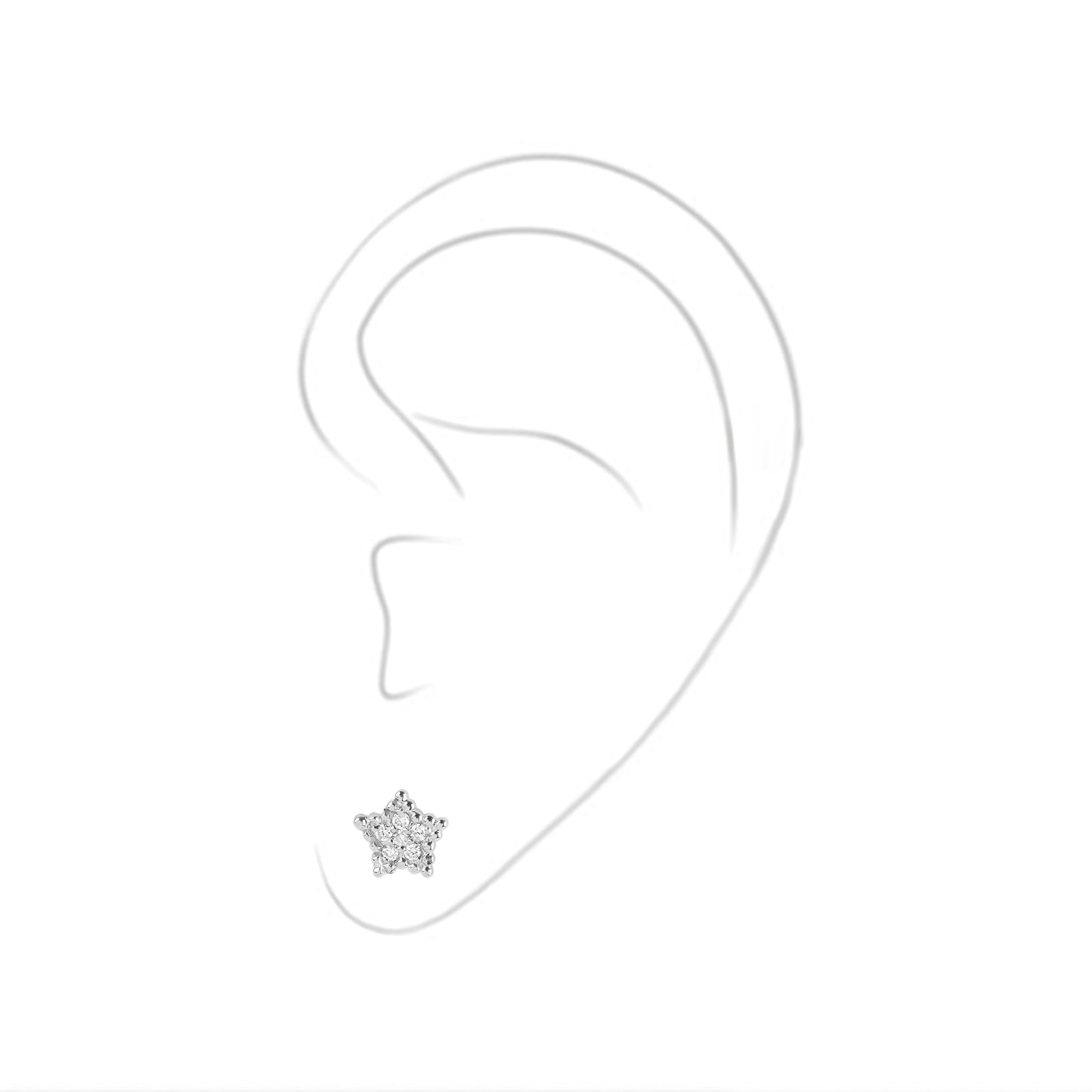 Small Single Side Star Stud Diamond Earring