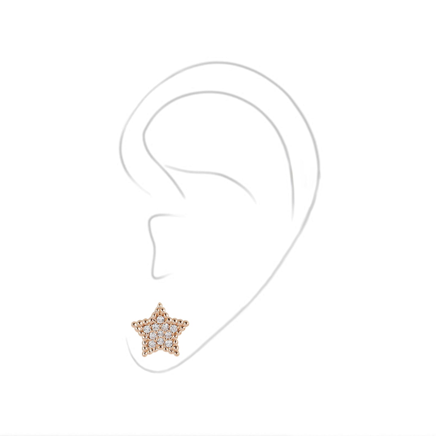 Single Side Star Stud Diamond Earring