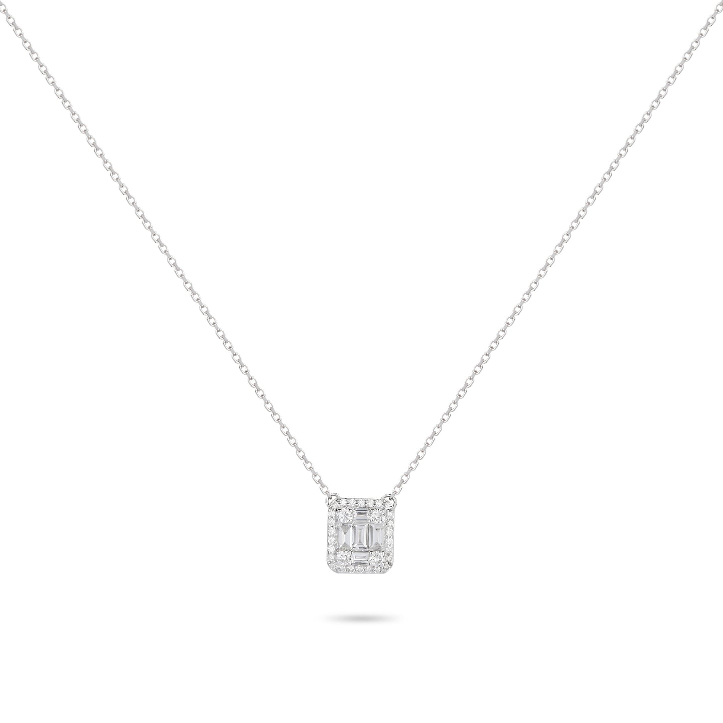 Framed Diamond Baguette Necklace | Diamond Necklace | Diamond Gold Necklace