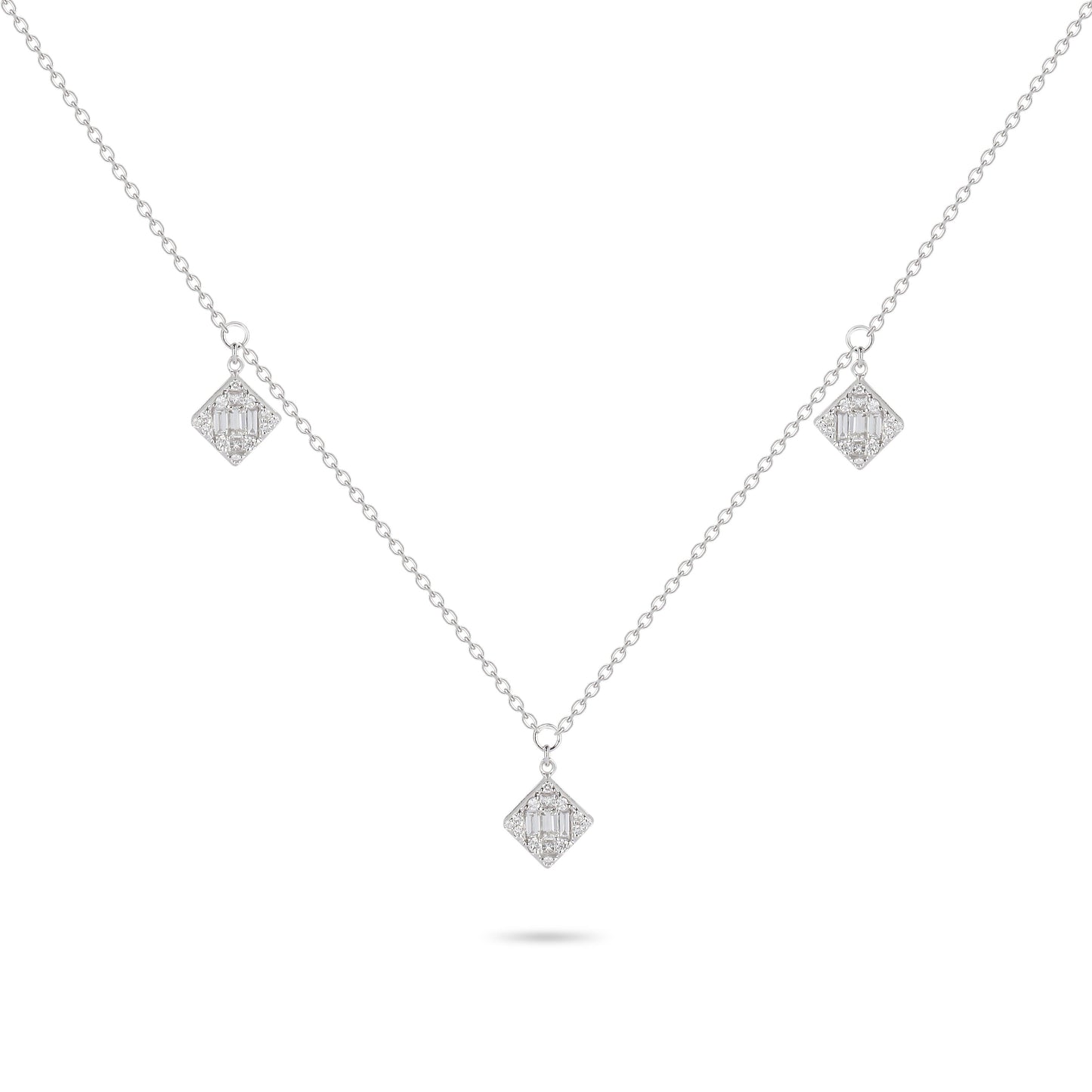 Square Diamond Charm Necklace | Diamond Necklace | Diamond Necklace Design