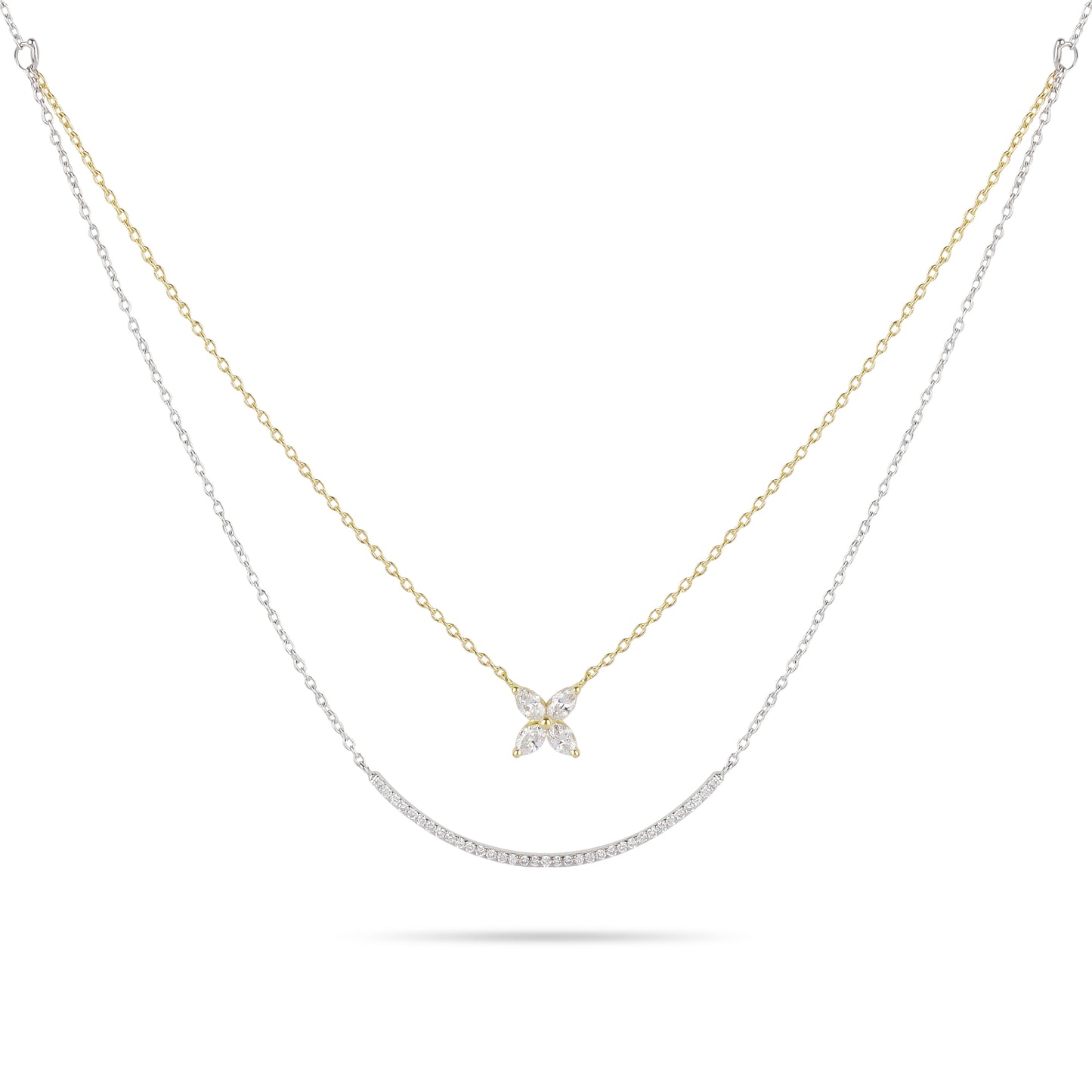 Double Chain Floral Diamond Necklace