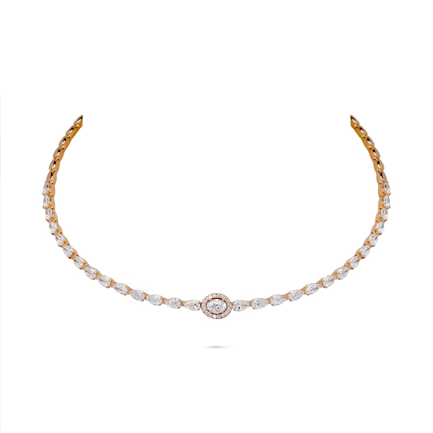 Oval & Pear Accent Diamond Linear Choker