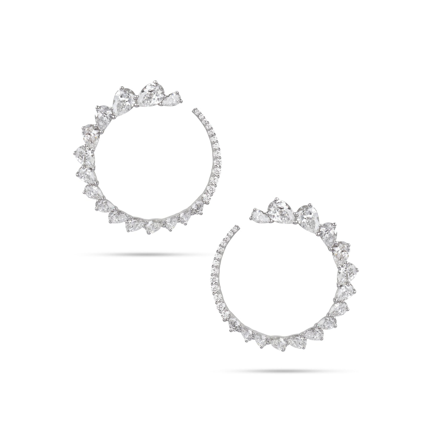 Diamond Graduated Hoop Earrings