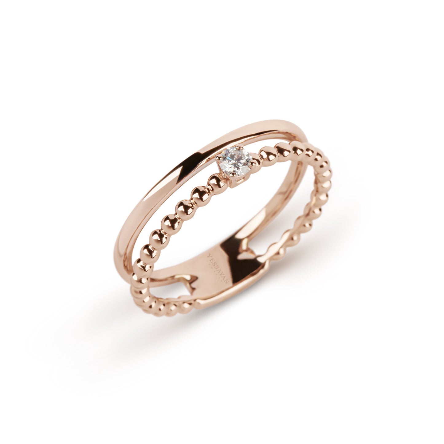 Double Bead Band Diamond Ring