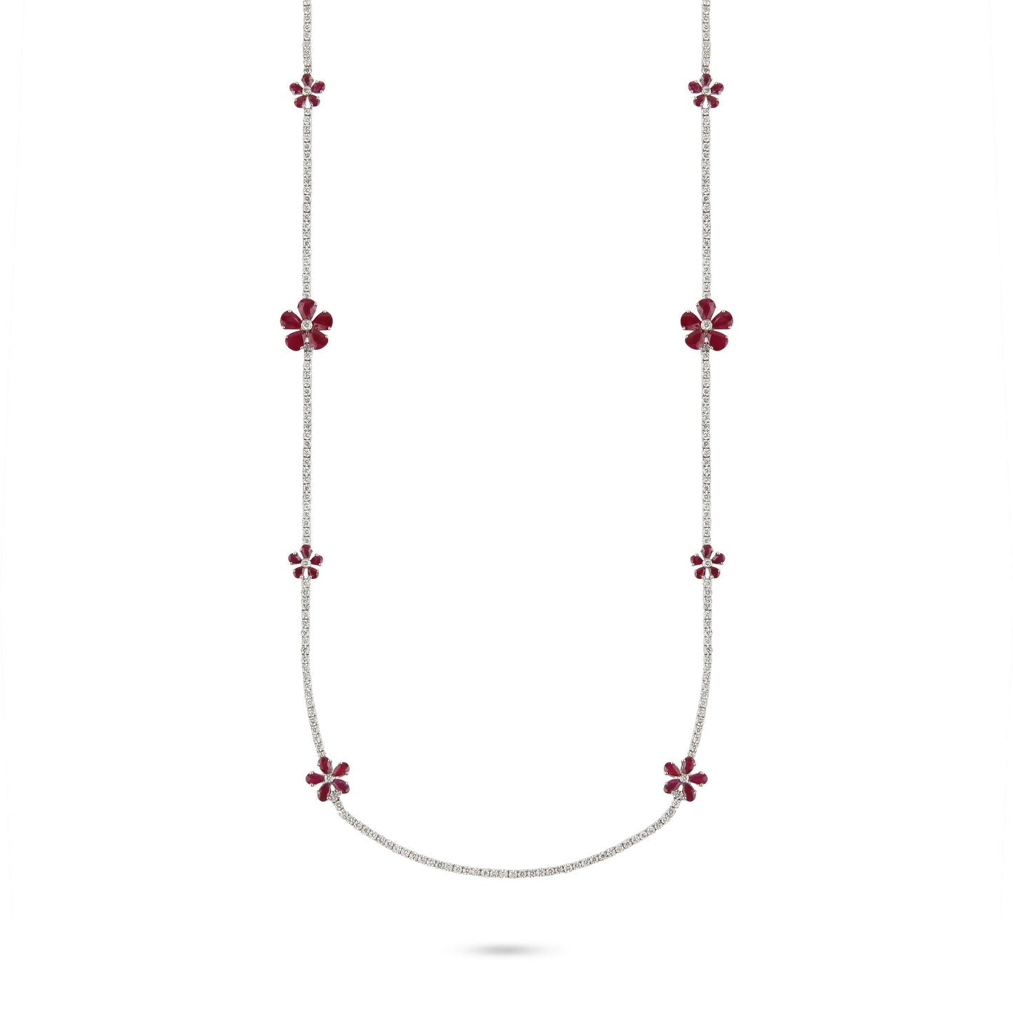 Ruby & Diamond Floral Long Necklace