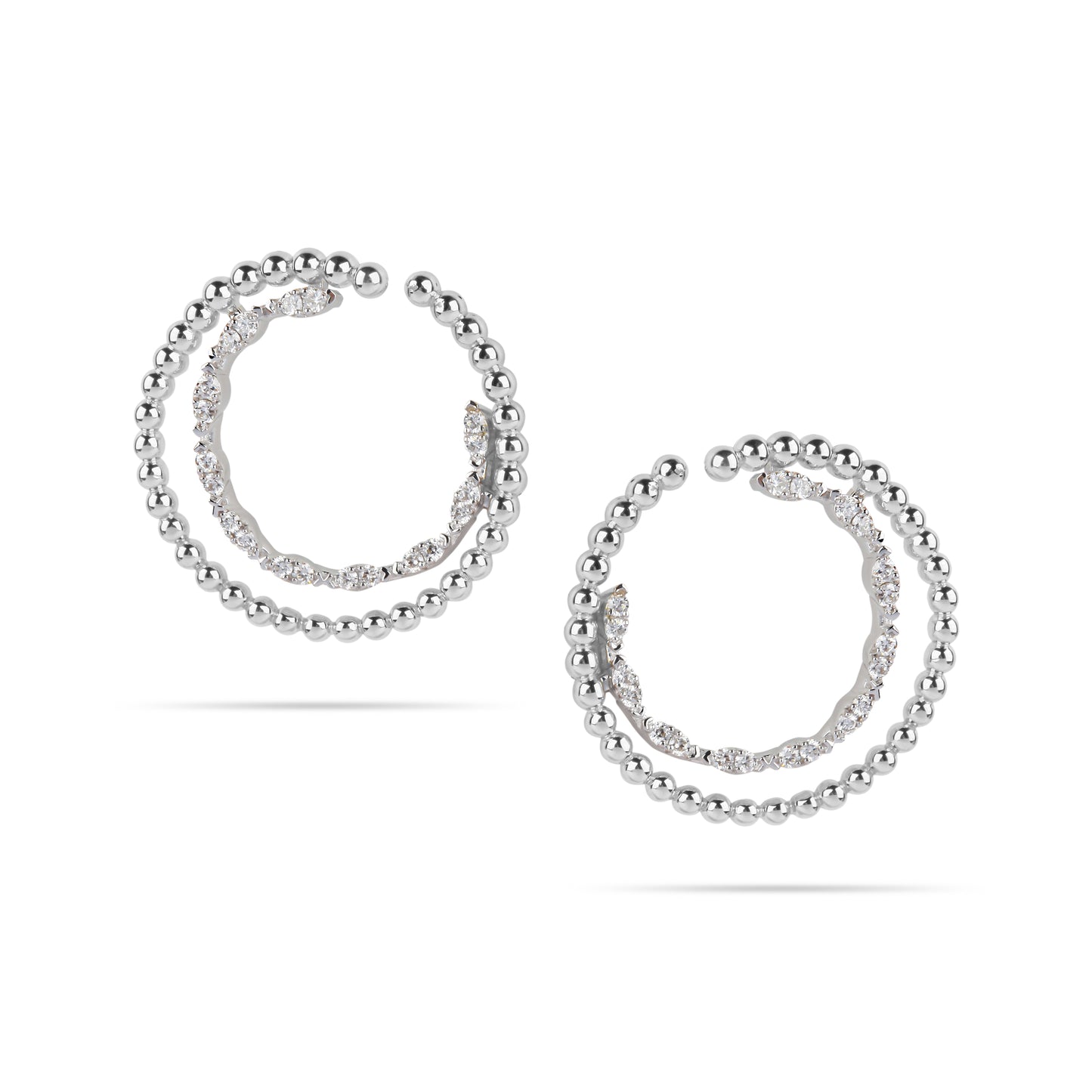 Diamond Beaded Hoop Earrings