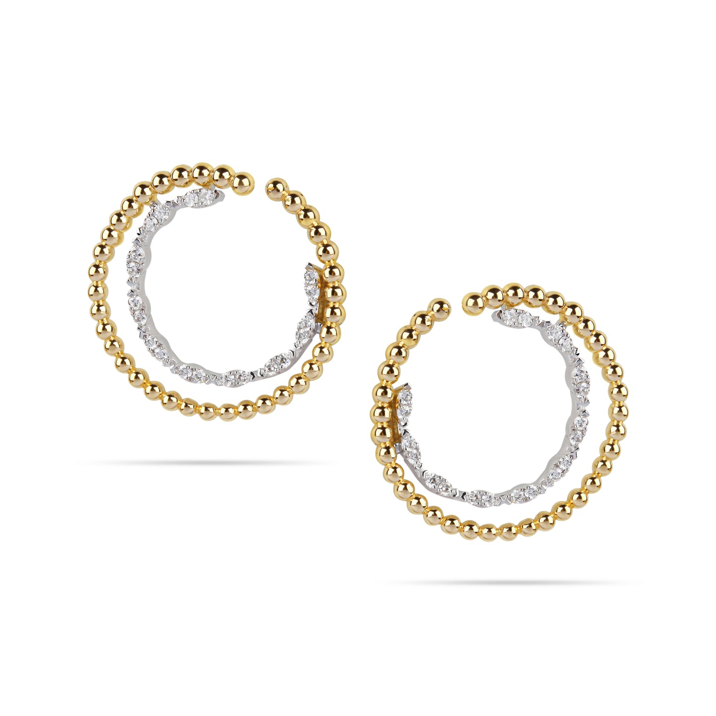 Two-Tone Beaded & Diamond Hoop Earrings Media | Best Jewellery Stores