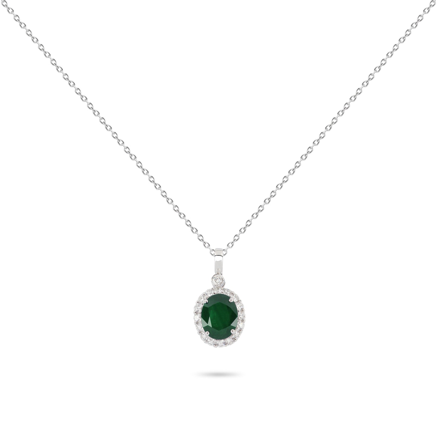 Emerald & Diamond Frame Necklace