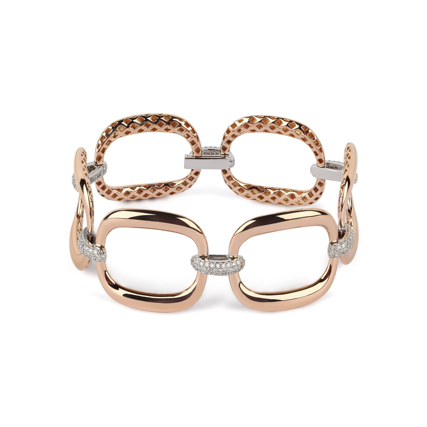Two-Tone Large Chain Diamond Bracelet | jewelry online store | diamond bracelet