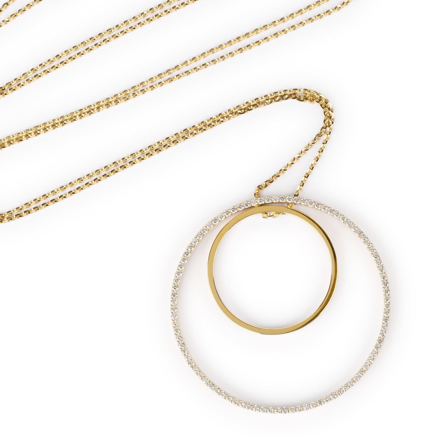 Long Dangling Circle Diamond Pendant