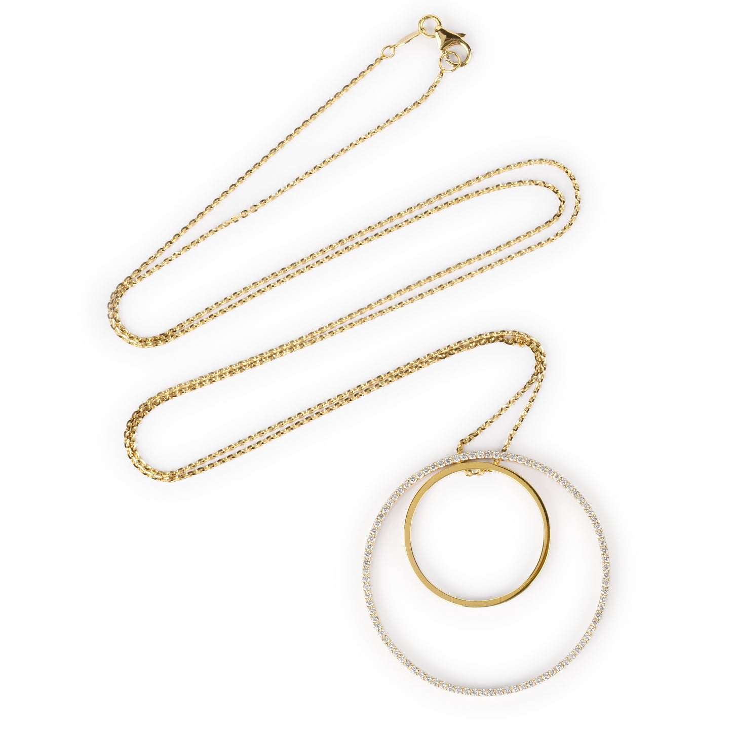 Long Dangling Circle Diamond Pendant