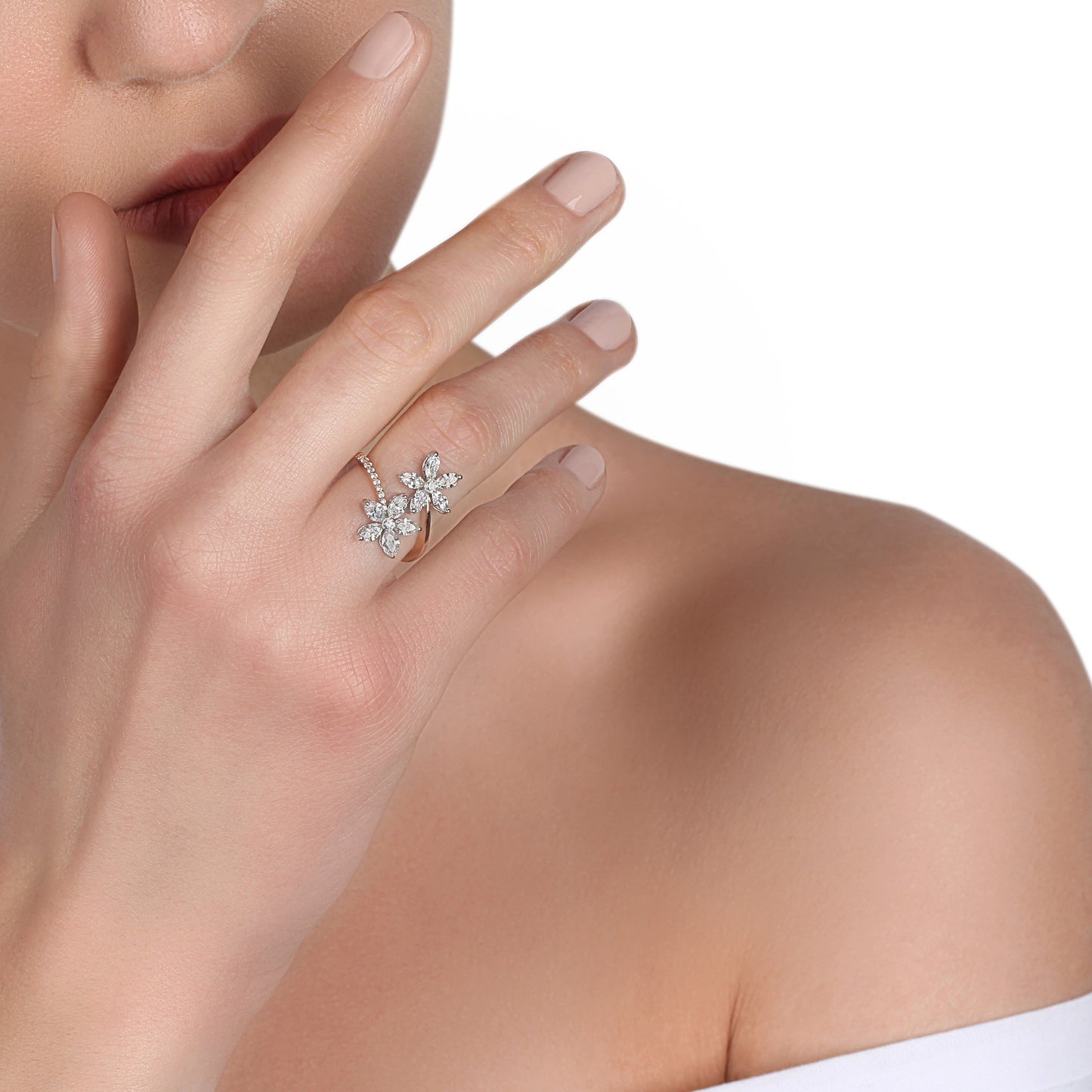 Floral Open Band Diamond Ring | diamond ring best jewellery stores