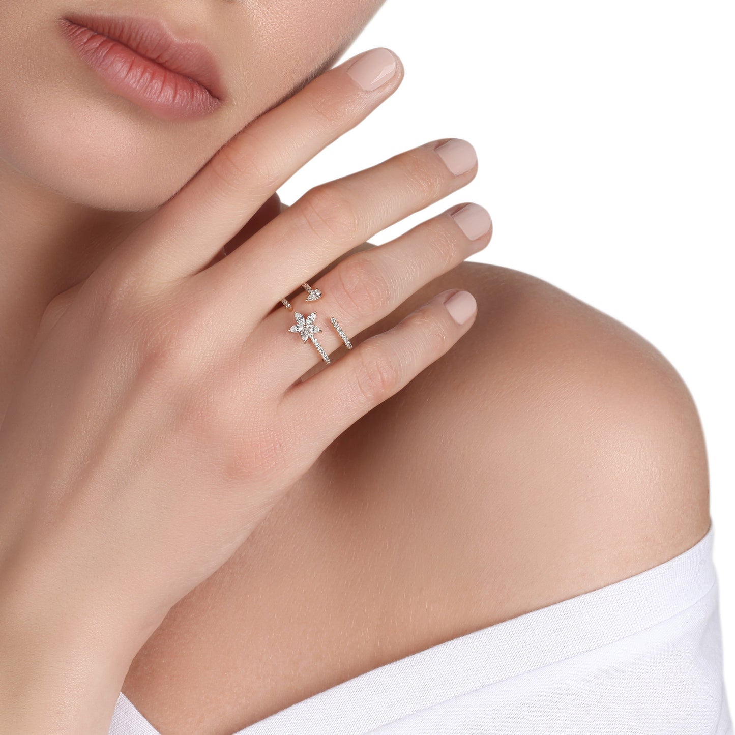 Floral Double Band Diamond Ring | best jewellery stores | diamond rings