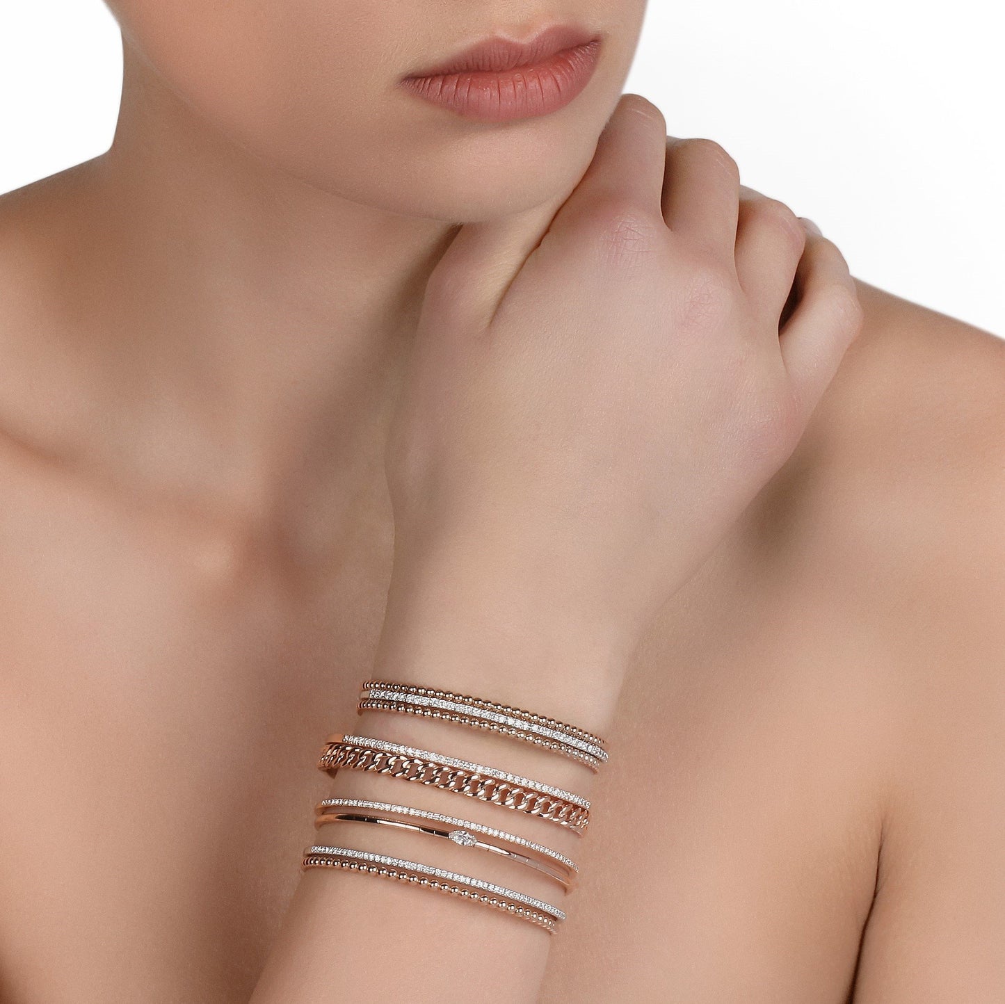 Two-Tone & Diamond Double Bangle | Best Jewelry in Bahrain, UAE