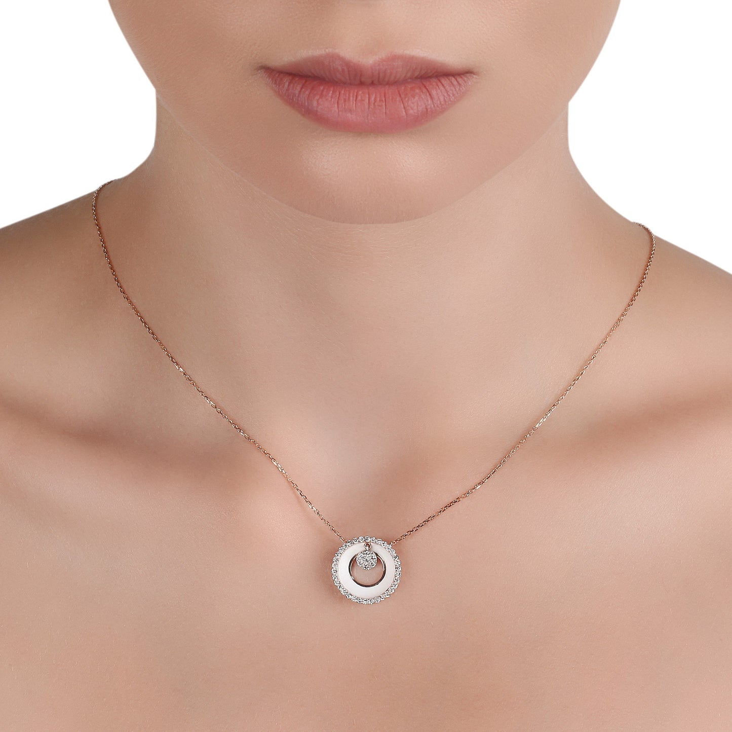 Circular Rose Gold & Diamond Chain Necklace | Diamond Necklace | Diamond Jewellery Necklace