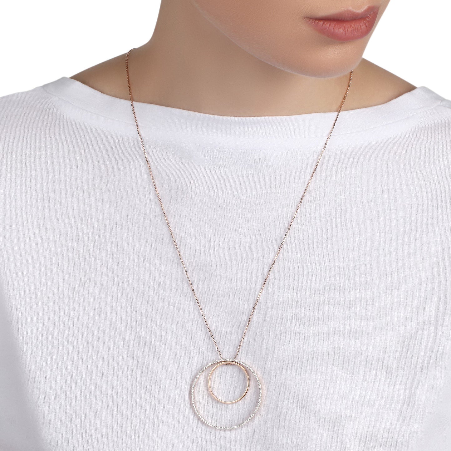 Long Dangling Circle Diamond Pendant | Diamond Necklace | Diamond Necklace For Women