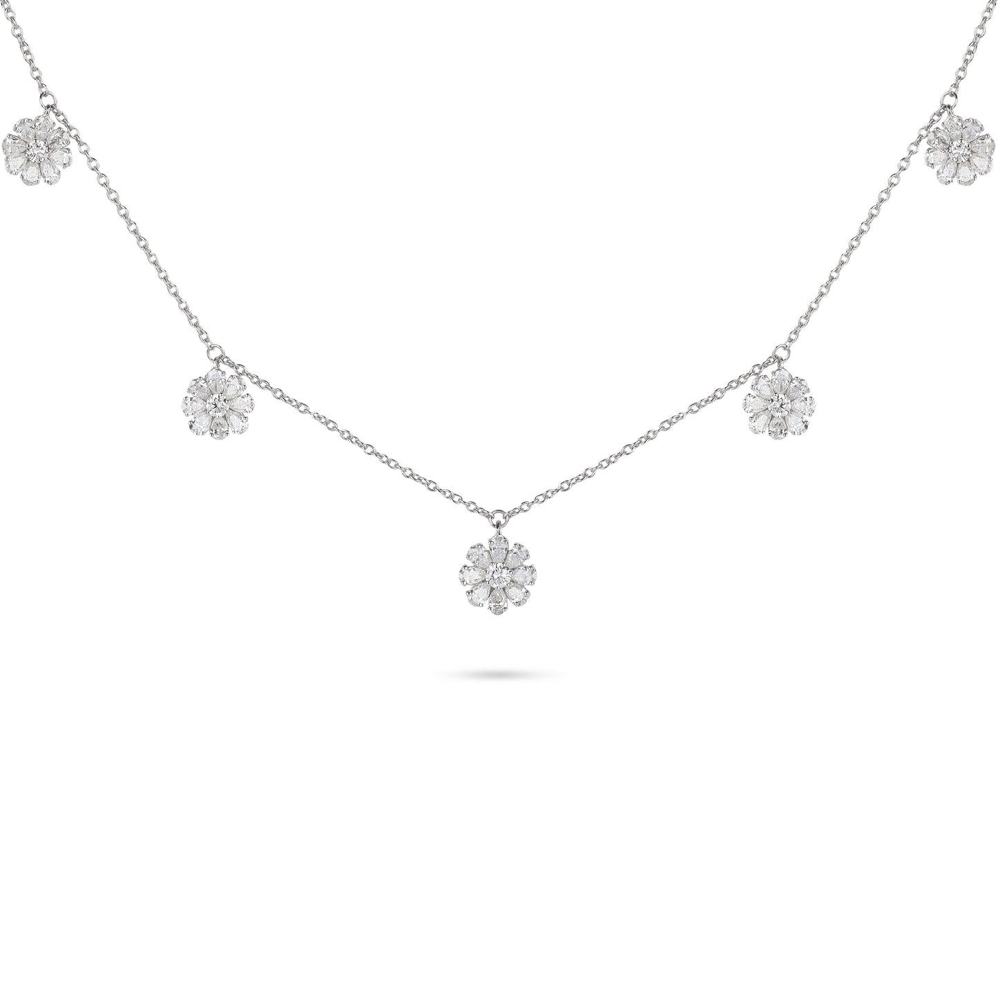 Floral Diamond Charm Necklace | Diamond Necklace | Best Necklace Design