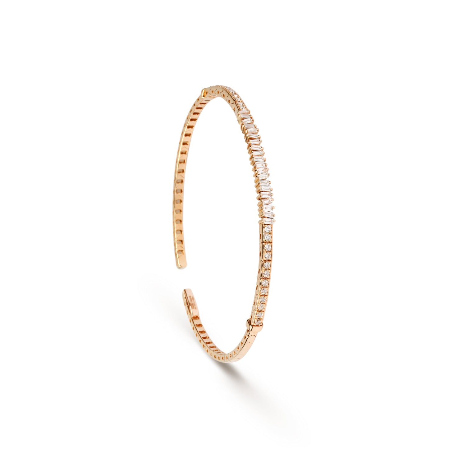 Baguettes & Round Cut Diamond Cuff | Best jewelry stores