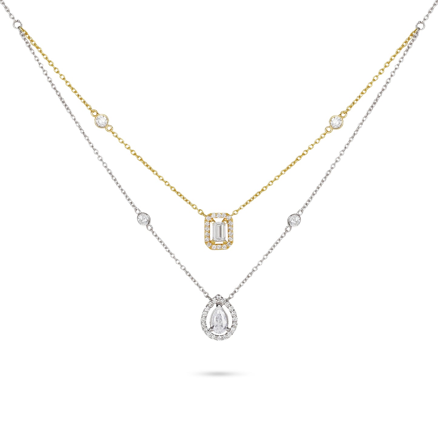 Layer Mixed Cut Diamond Necklace