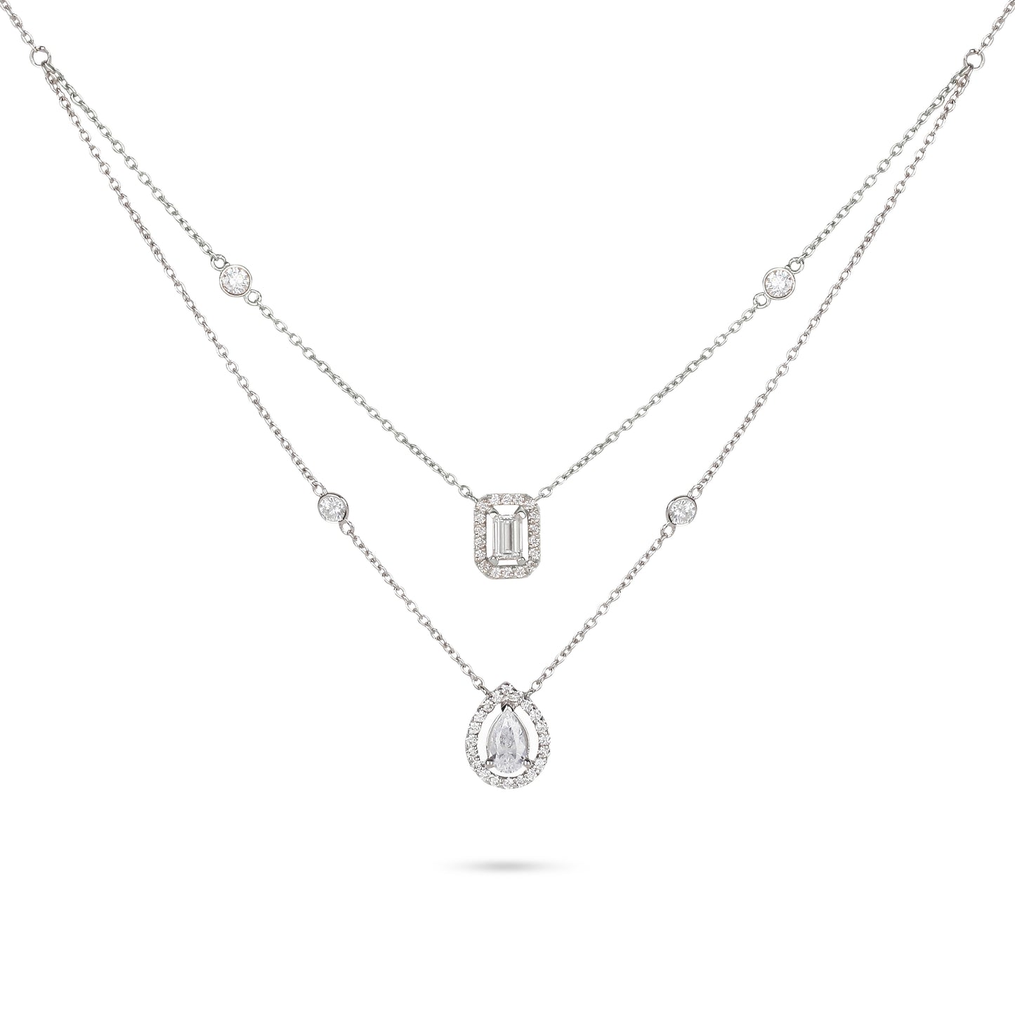 Layer Mixed Cut Diamond Necklace